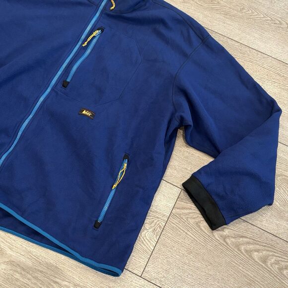 Vintage REI Jacket Mens XXL Blue Polartec Fleece Full Zip Outdoor 90s Retro Hike - Picture 2 of 9